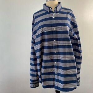 Express Men's Long Sleeve Button Up Casual Shirt, Blue & White Size XL